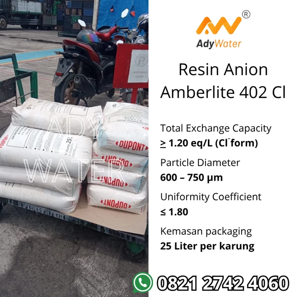 Resin Anion Amberlite IRC 402 Cl - Gresik - Demineralisasi, Penukar Ion, Bersertifikat Halal